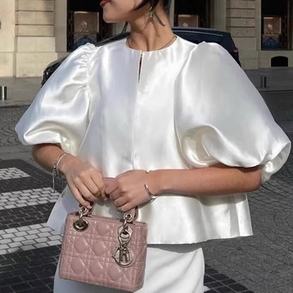 Women's Fashion Satin Elegant Versatile Noble Style Top Jacket