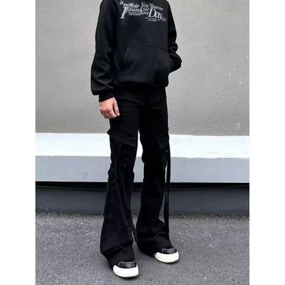 Slimming Couple Casual Long Straight Tapered Jeans with Large Pockets, Men's Denim Pants