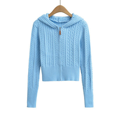 Vest met capuchon en lange mouwen en ritssluiting