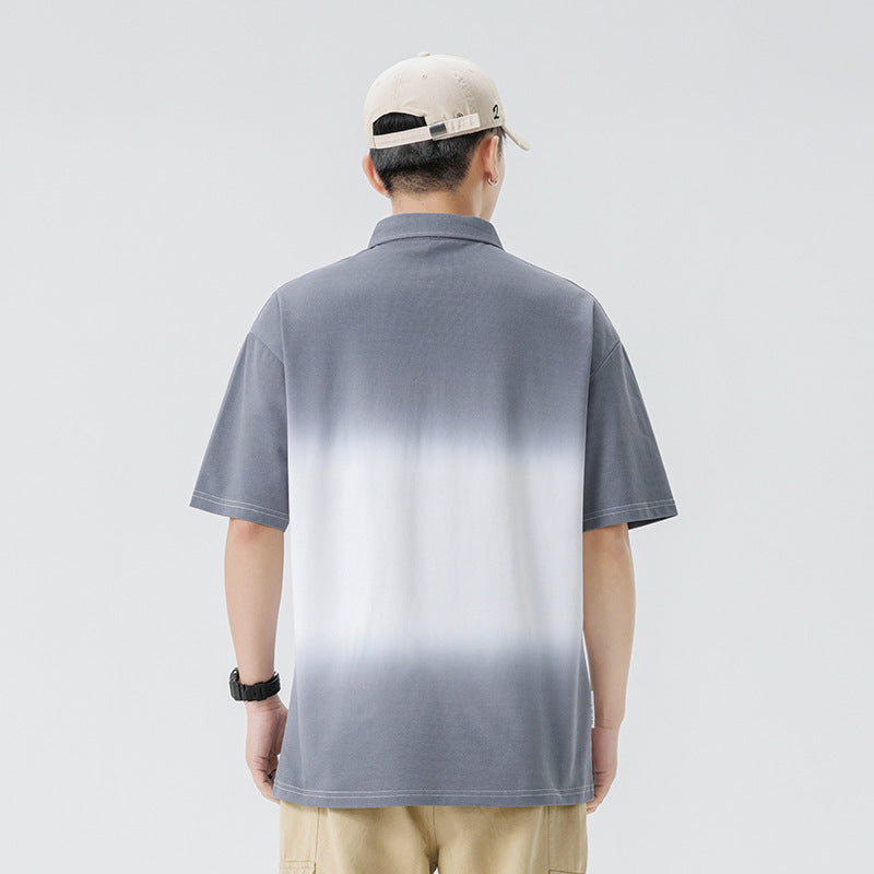 Gradient short sleeved polo shirt for men in summer