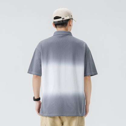 Gradient short sleeved polo shirt for men in summer
