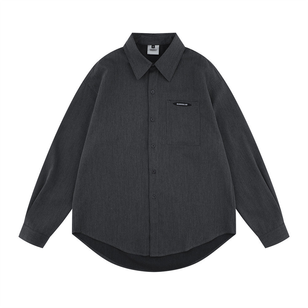 Loose solid color long sleeved shirt