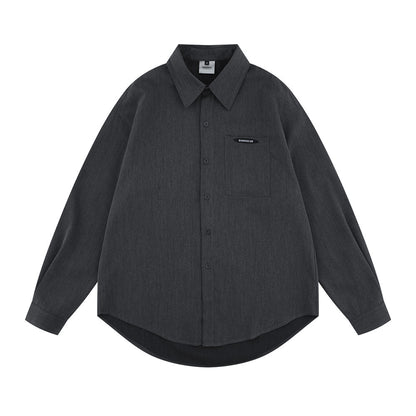 Loose solid color long sleeved shirt