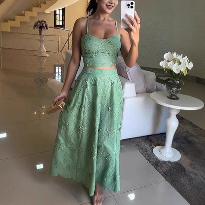 Strap top lace suit