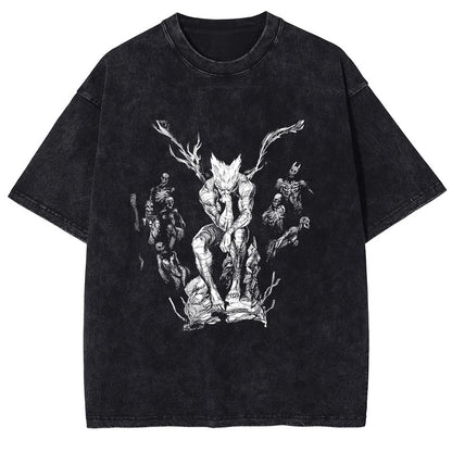 Summer Hot Selling One Punch Man AnimePrinted T-Shirt Summer Cotton Washed Vintage Short Sleeve