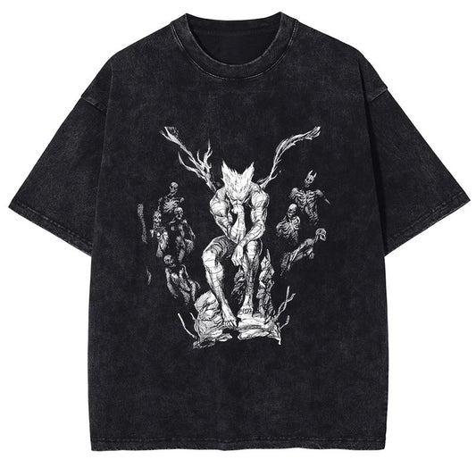Summer Hot Selling One Punch Man AnimePrinted T-Shirt Summer Cotton Washed Vintage Short Sleeve