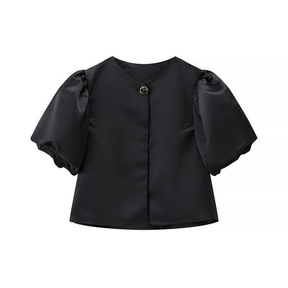 Women's Fashion Casual Bubble Sleeve Blouse