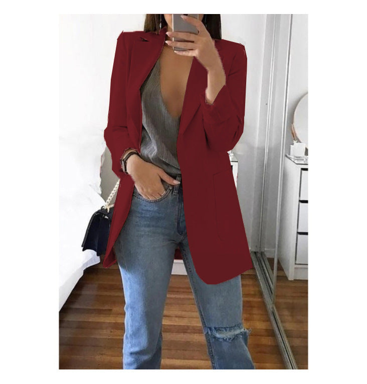 European and American fashion collar slim fit cardigan temperament suit jacket for women