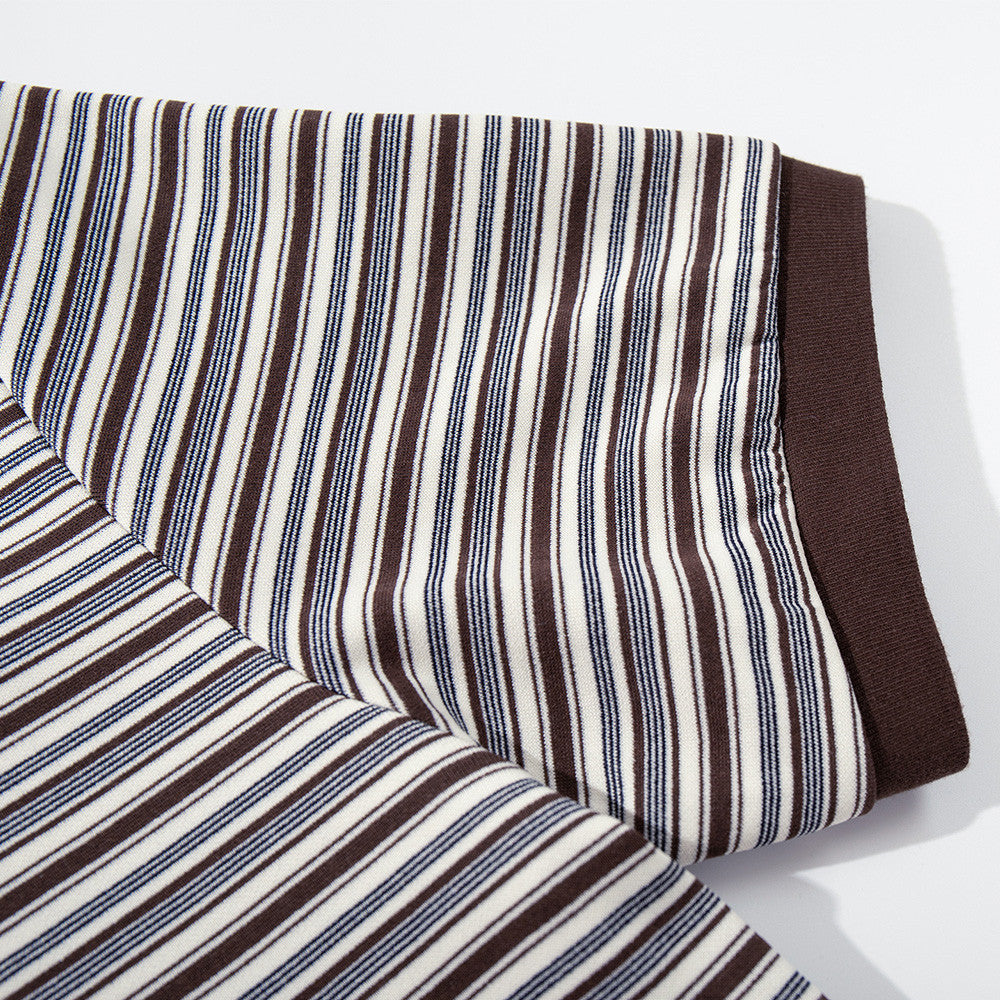 Striped short sleeved polo shirt