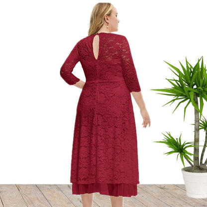 Plus Size Large Women's New Lace Evening Dress High Quality Dress