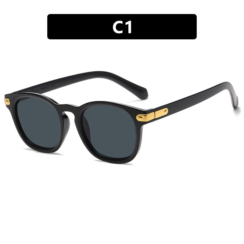 Retro round frame sunglasses for men, new ins sunscreen street photography, personalized and fashionable sunglasses
