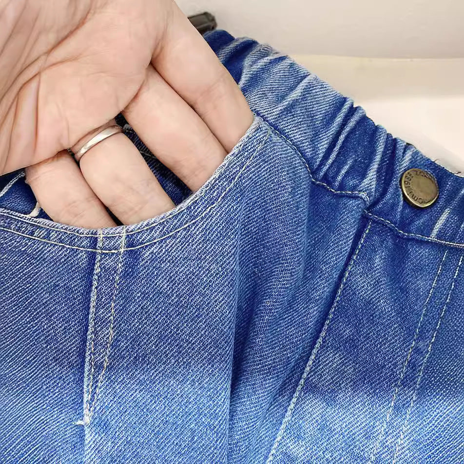 Kids Denim Pants Mid to Large Size Casual Long Pants Trendy