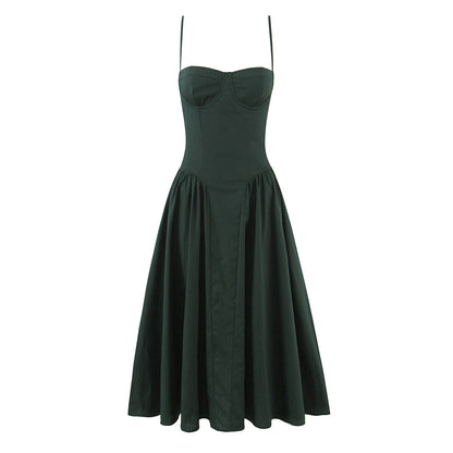 Christmas red three-dimensional steel ring pleated dress