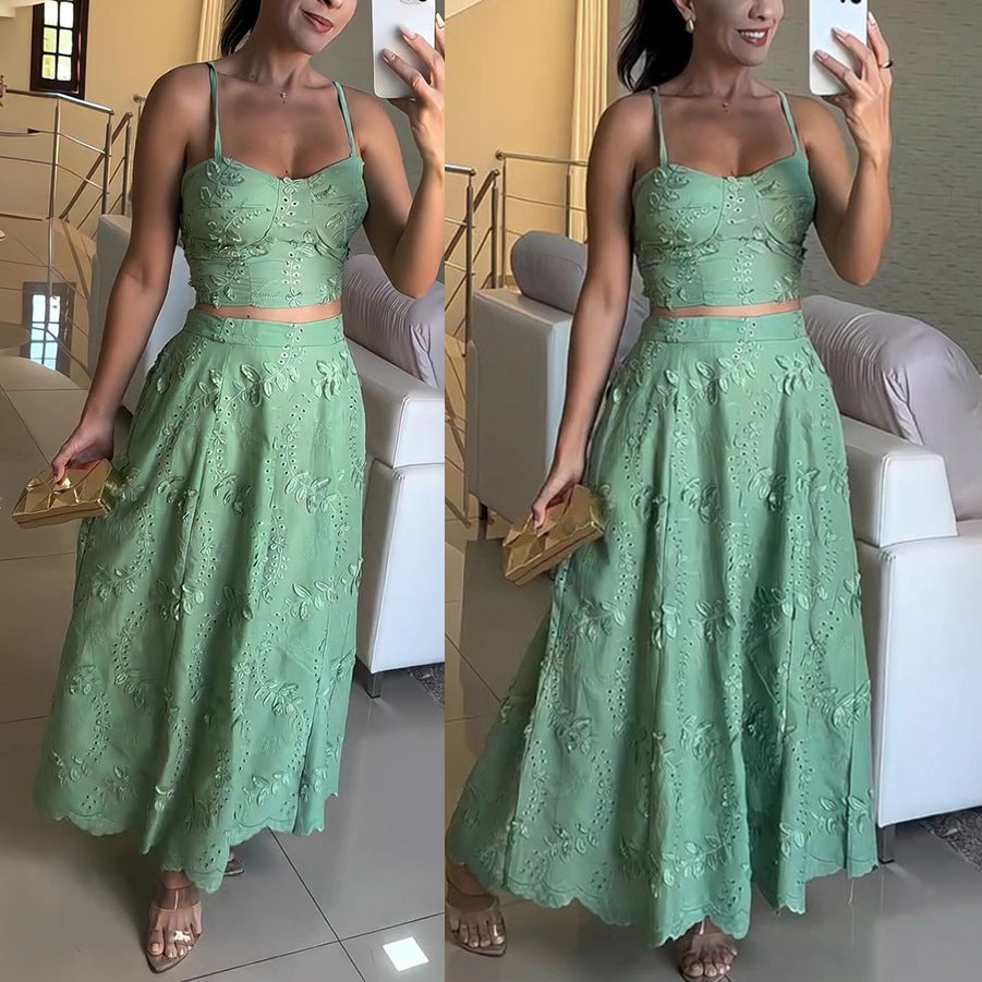 Strap top lace suit