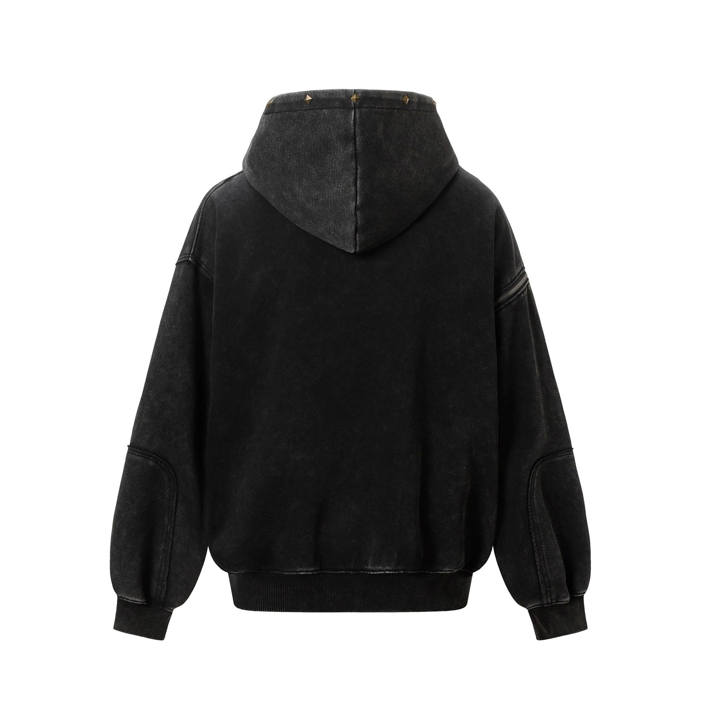 Water washed split rivet hoodie