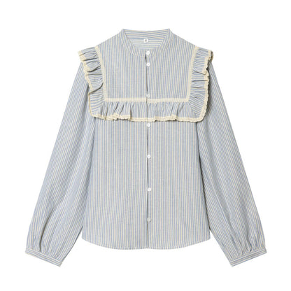 Metallic line decoration layered decorative striped shirt