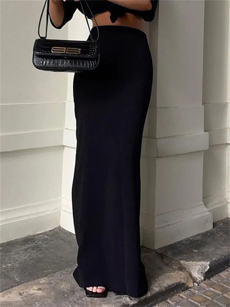 Tossy Fashion For Women Black Long Skirts High Waist Slim Seamless Elegant Ladies Gown Casual Summer  New Female Maxi Skirts