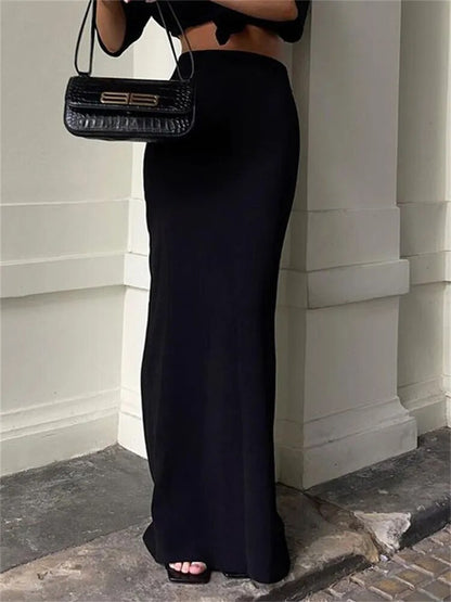 Tossy Fashion For Women Black Long Skirts High Waist Slim Seamless Elegant Ladies Gown Casual Summer  New Female Maxi Skirts