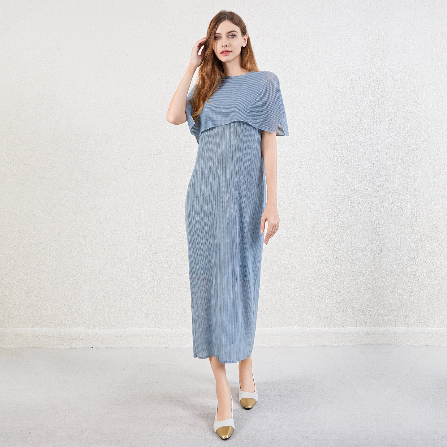 Women's summer French temperament dress seaside holiday wind sun protection cape with vest skirt two-piece set