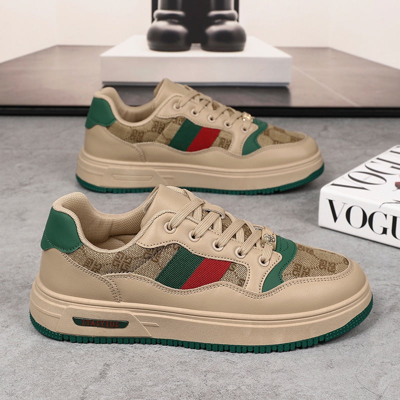 Retro ultralichte schoenen van vezelleer met rubberen buitenzool unisex