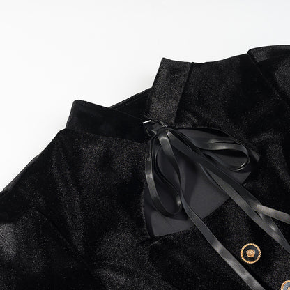 Commuting style elegant velvet patchwork long sleeved dress