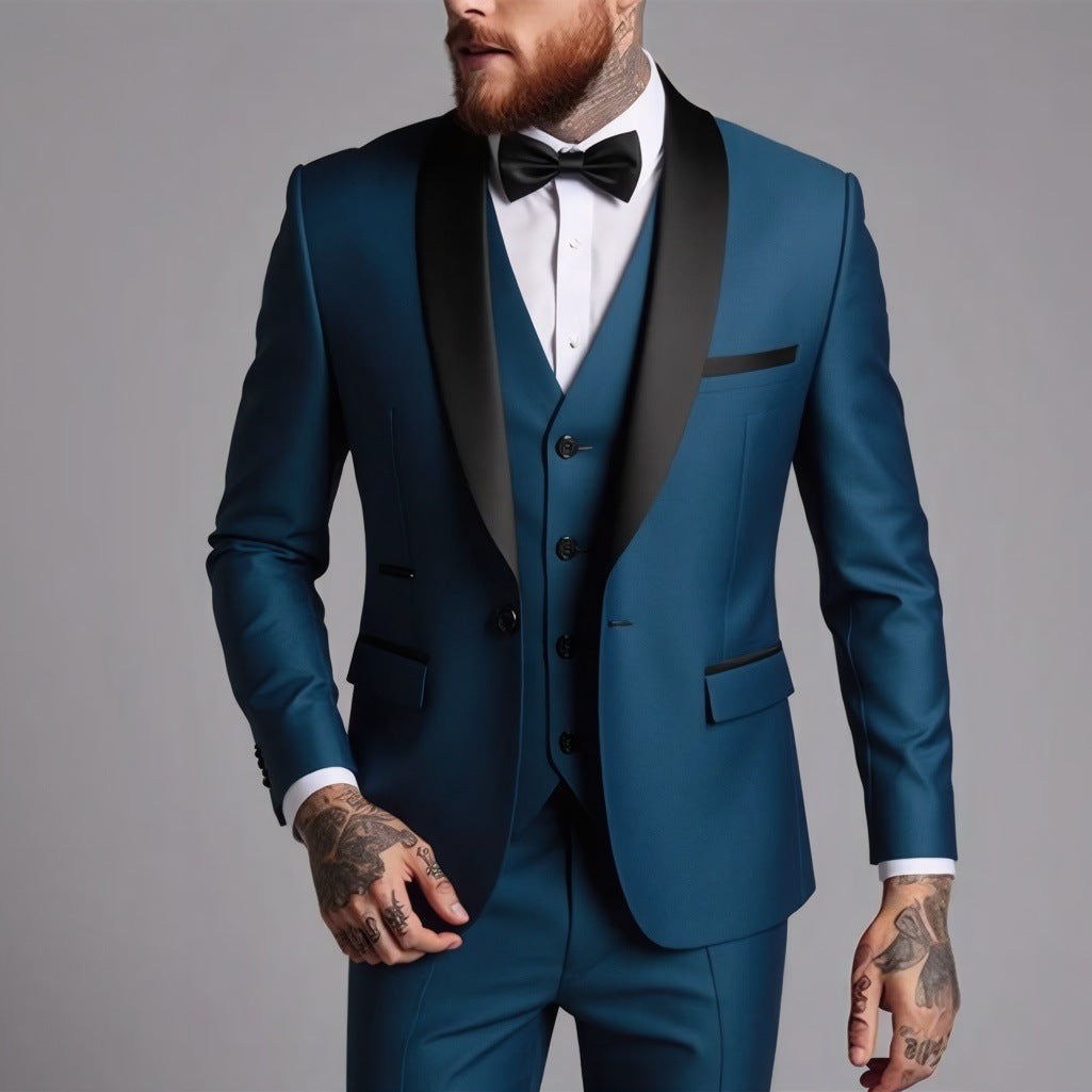 Men's Business Suit Three-Piece Set Double Vent Tuxedo Set