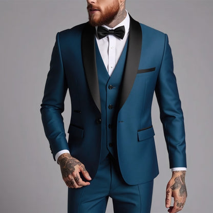 Men's Business Suit Three-Piece Set Double Vent Tuxedo Set