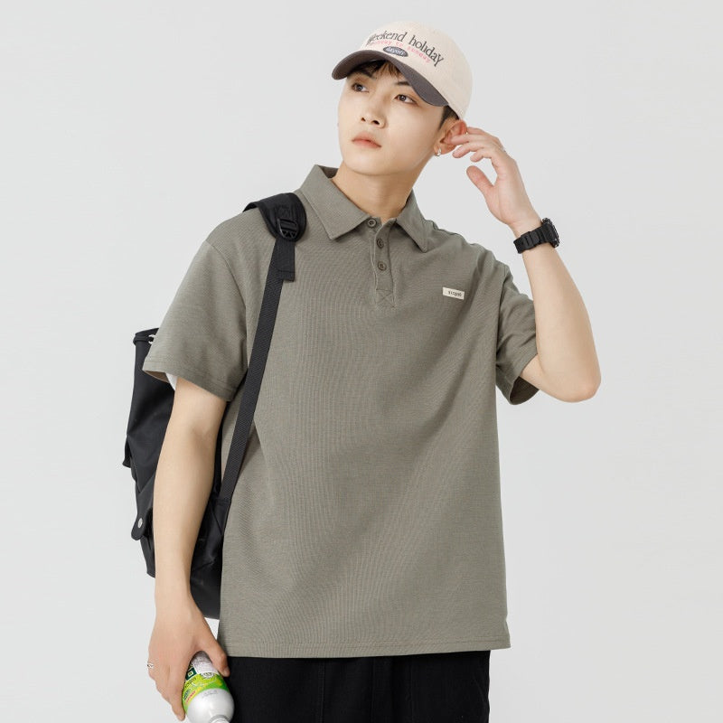 Short sleeved lapel loose T-shirt for men summer