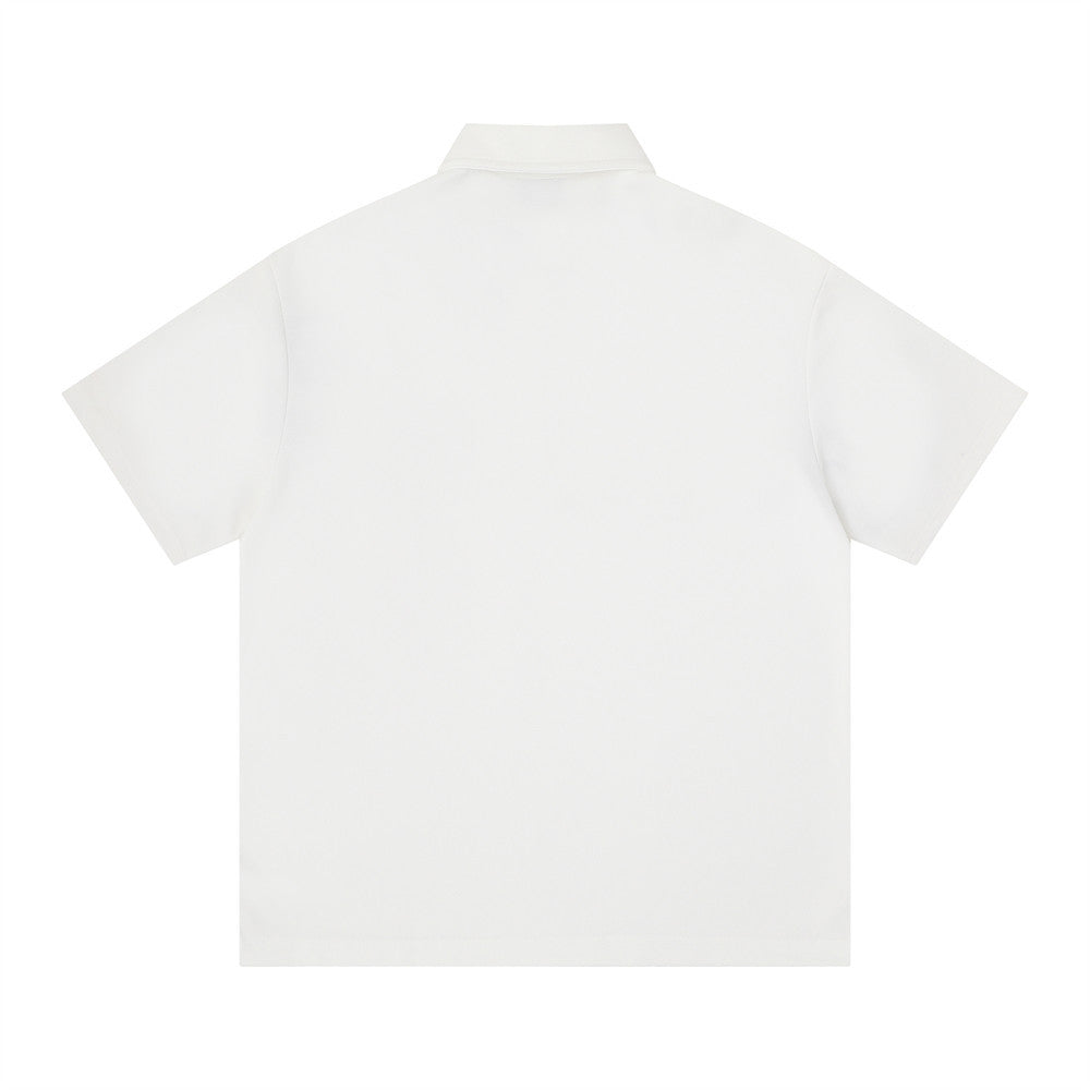 Gothic letter embroidered short sleeved polo shirt