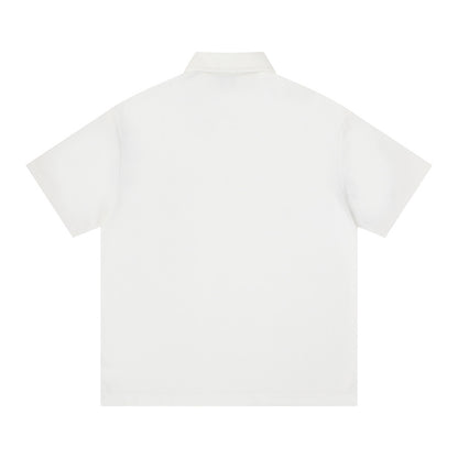 Gothic letter embroidered short sleeved polo shirt
