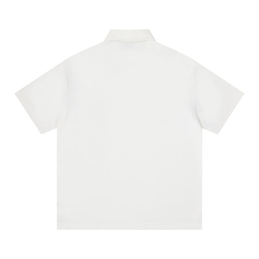Gothic letter embroidered short sleeved polo shirt