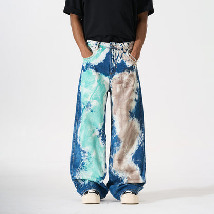 Unisex Loose Wide-leg High Street Trendy Distressed Long Pants