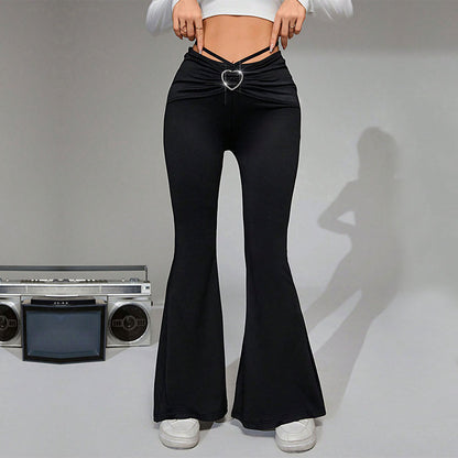 Women's elegant casual trousers slim wide-leg trousers
