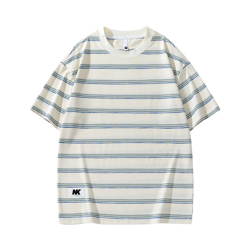 Striped short sleeved loose teenage summer t-shirt