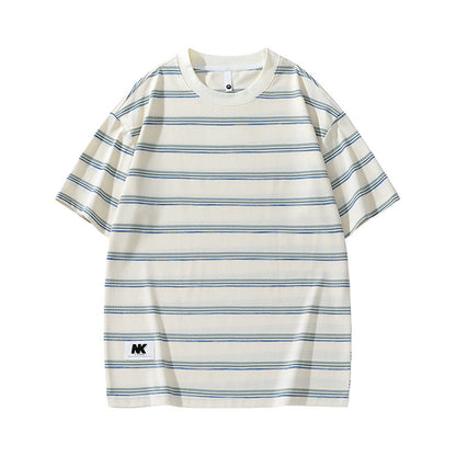 Striped short sleeved loose teenage summer t-shirt