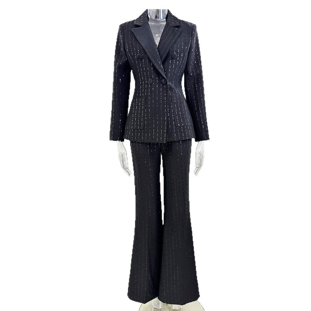 Bead sequin suit jacket long pants set two-piece set