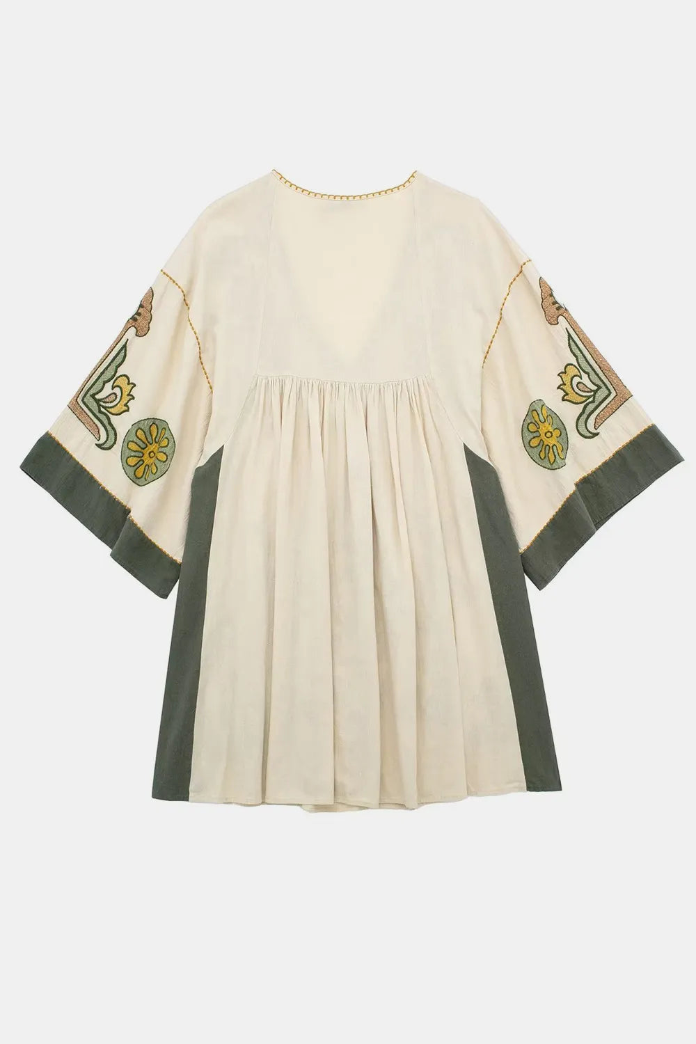 Beautiful women's summer retro loose V-neck dress