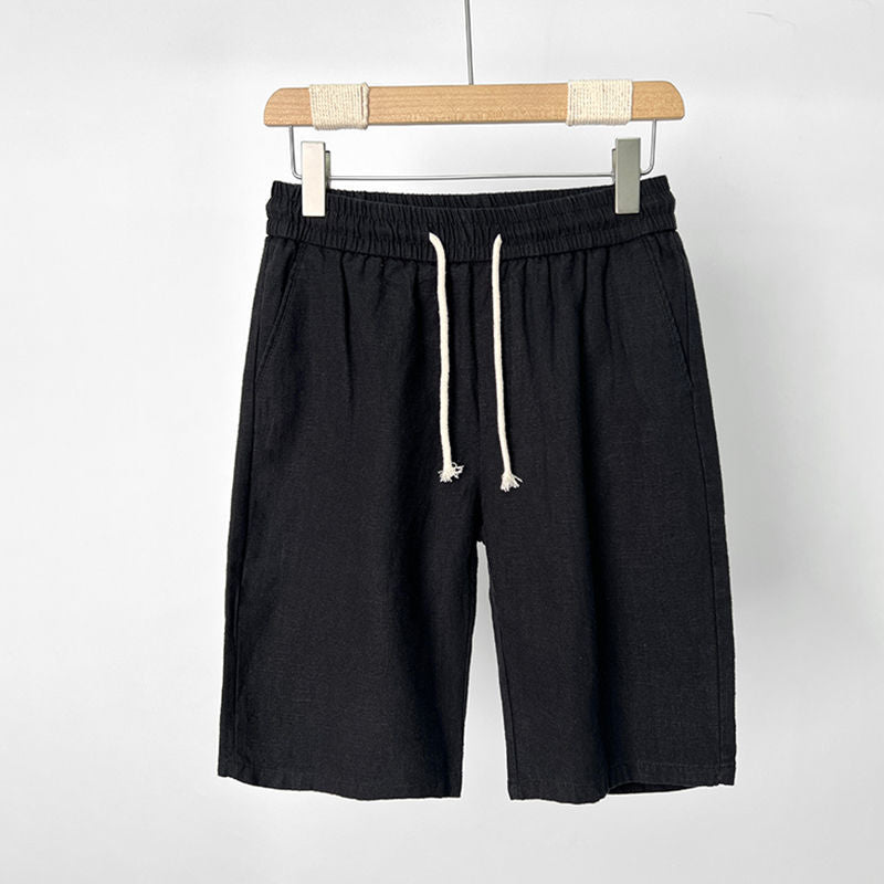 Cotton Linen Shorts Men's Summer Linen Five-Quarter Pants Men's Beach Pants Loose Casual Large Shorts
