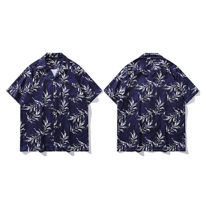 Men's Summer Design Gentle French Full Print Shirt Lazy Couple