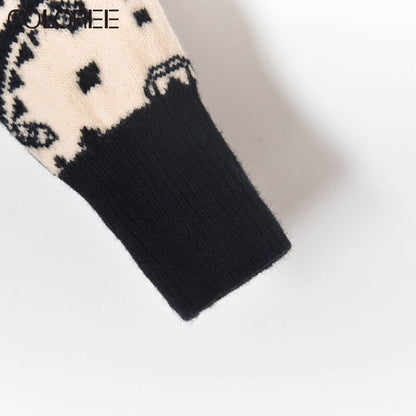 Vintage jacquard truien met kralen voor dames