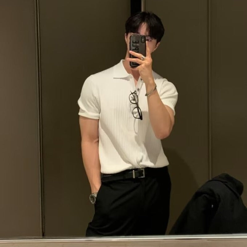 Casual Summer Thin Solid Color Knitted T-shirt Base Shirt