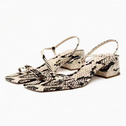 Animal Print Heeled Women's Sandals High heels Slingback Strappy Square toe Block Designer Heel Sanda