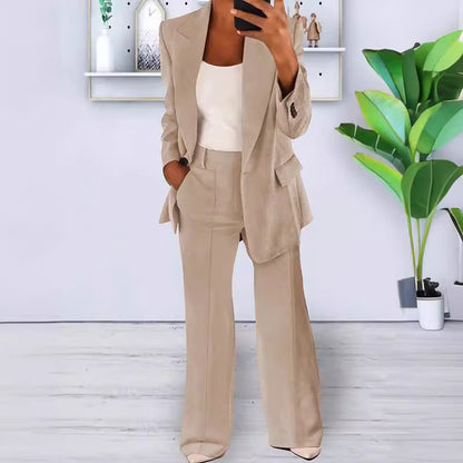 Style Spring Summer Fashionable Notch Lapel Slim Fit Blazer Elegant Suit Jacket Women's Suit Set