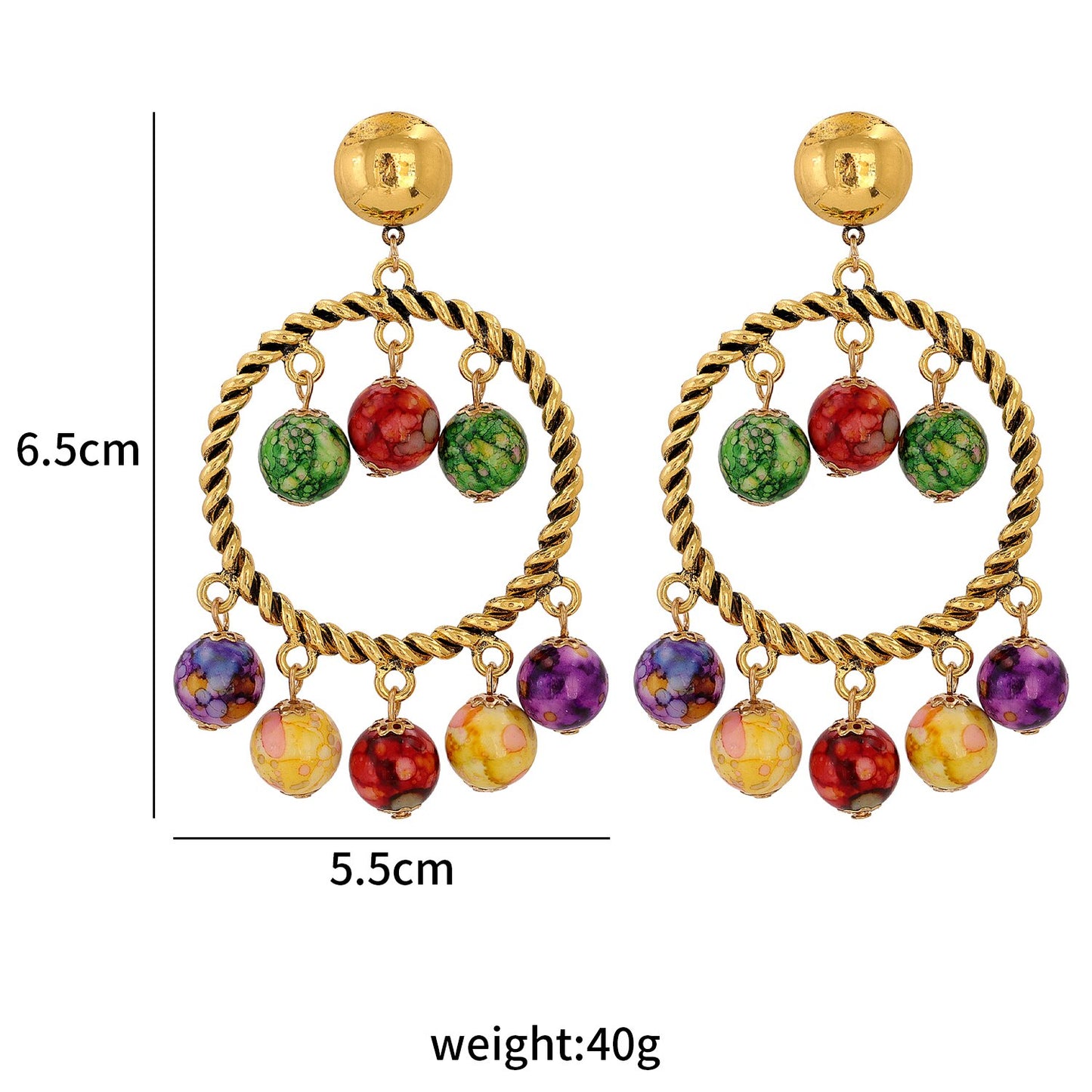 New Designer Beaded Ball Drop Dangle Earrings Jewelry Exquisite Ethnic Handmade Big Circle Earrings Women