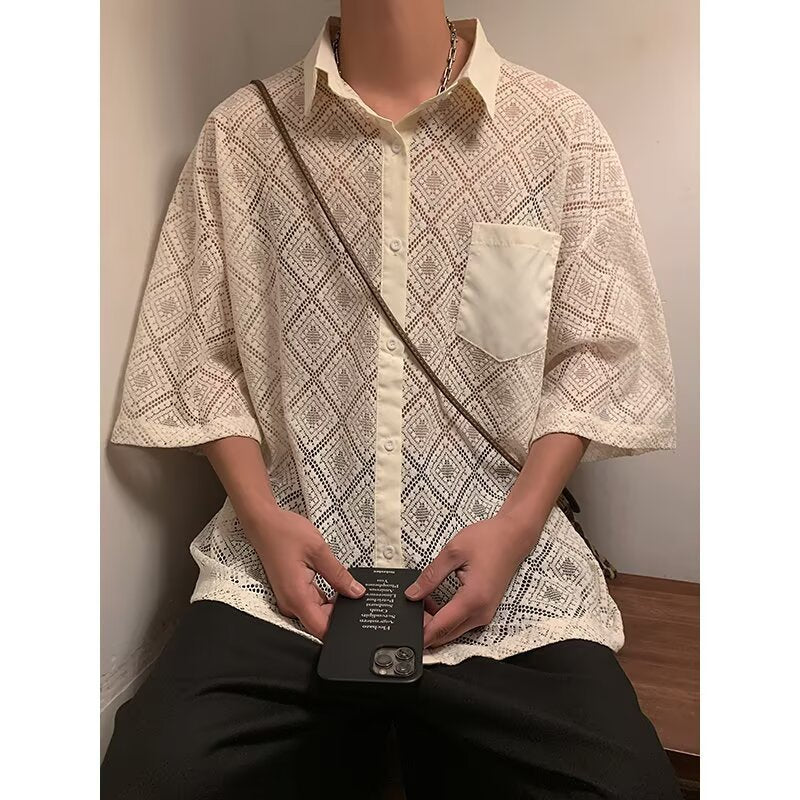 Short sleeved shirt men's summer loose and versatile casual top