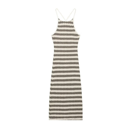 Striped Knitted Strap Dress