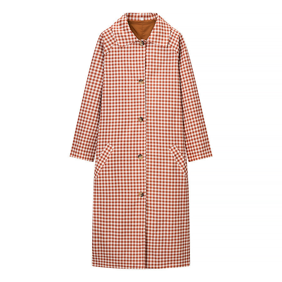 Klassieke retro trenchcoat met ruitpatroon voor dames