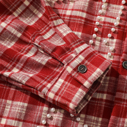 Loose plaid long sleeved shirt