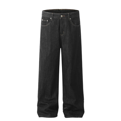 Loose wide leg denim pants with bright stitching