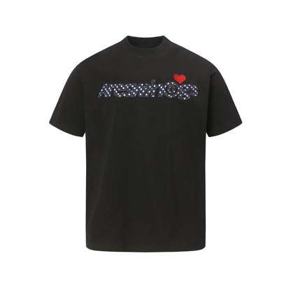 Cool aanvoelend T-shirt met korte mouwen en letterborduurwerk